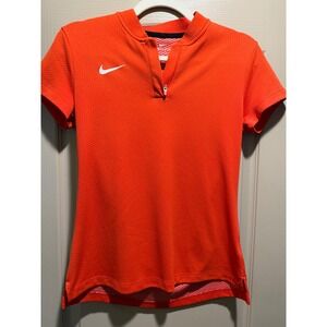Nike‎ Dri-Fit Orange Short Sleeve Golf Tennis Polo Shirt Women's Size S